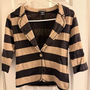 Women’s Y2K Striped Black and Tan Button-Front Blazer Eyeshadow Girls size L